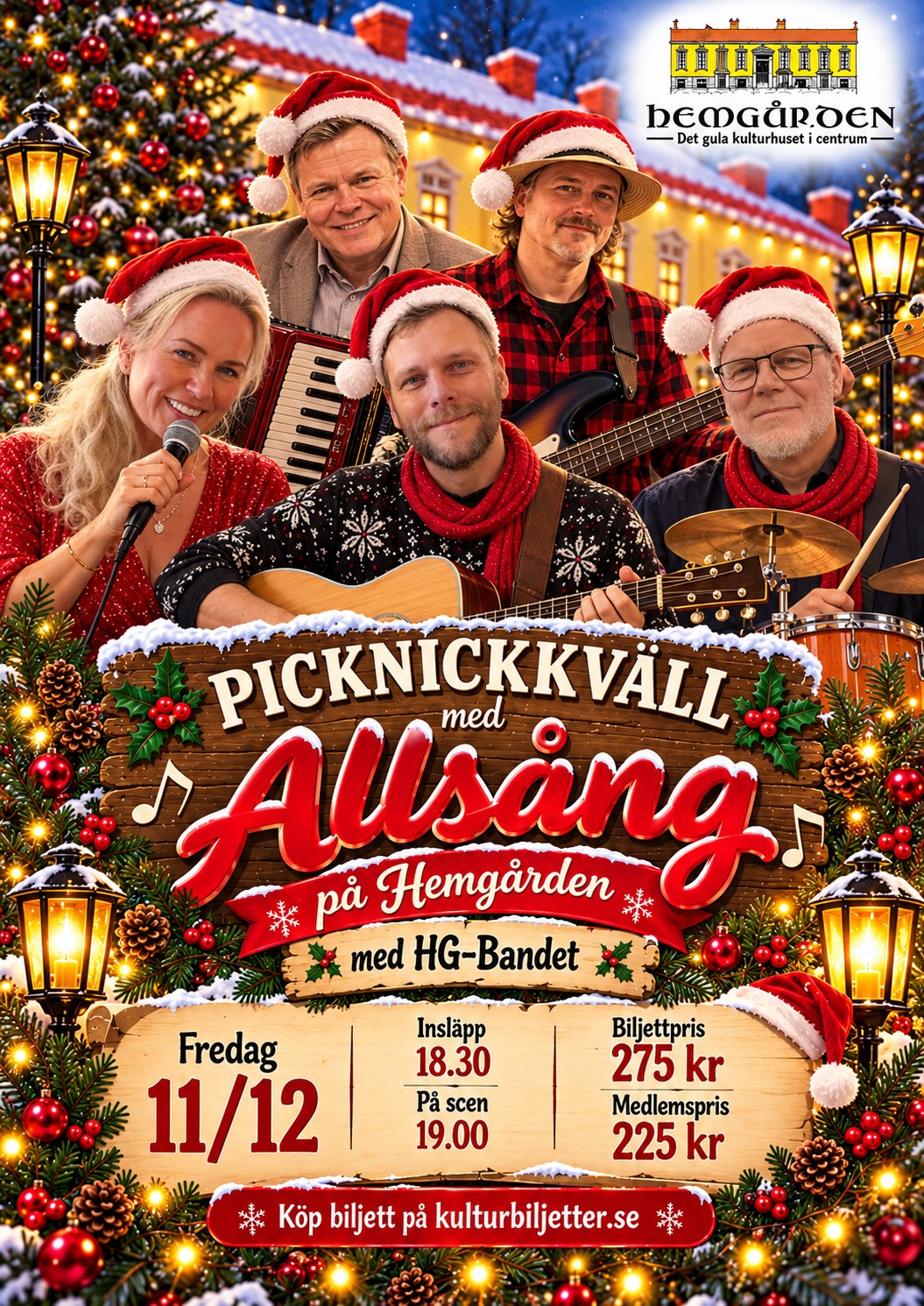 Affisch: Julallsång & Picknick med HG-Bandet