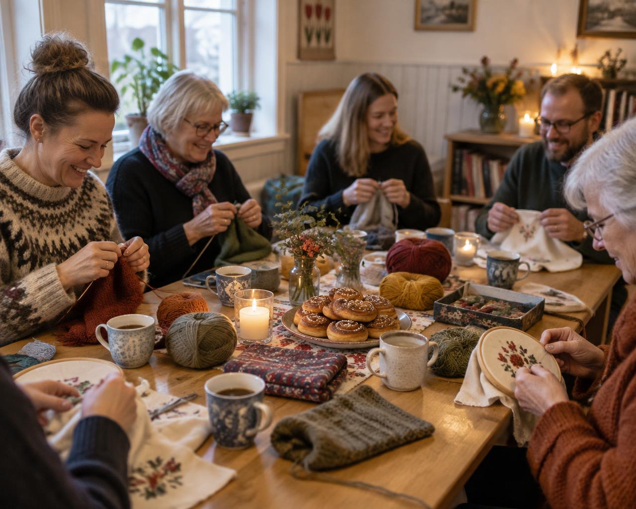 Symöte med handarbete och fika på Hemgården i Borås